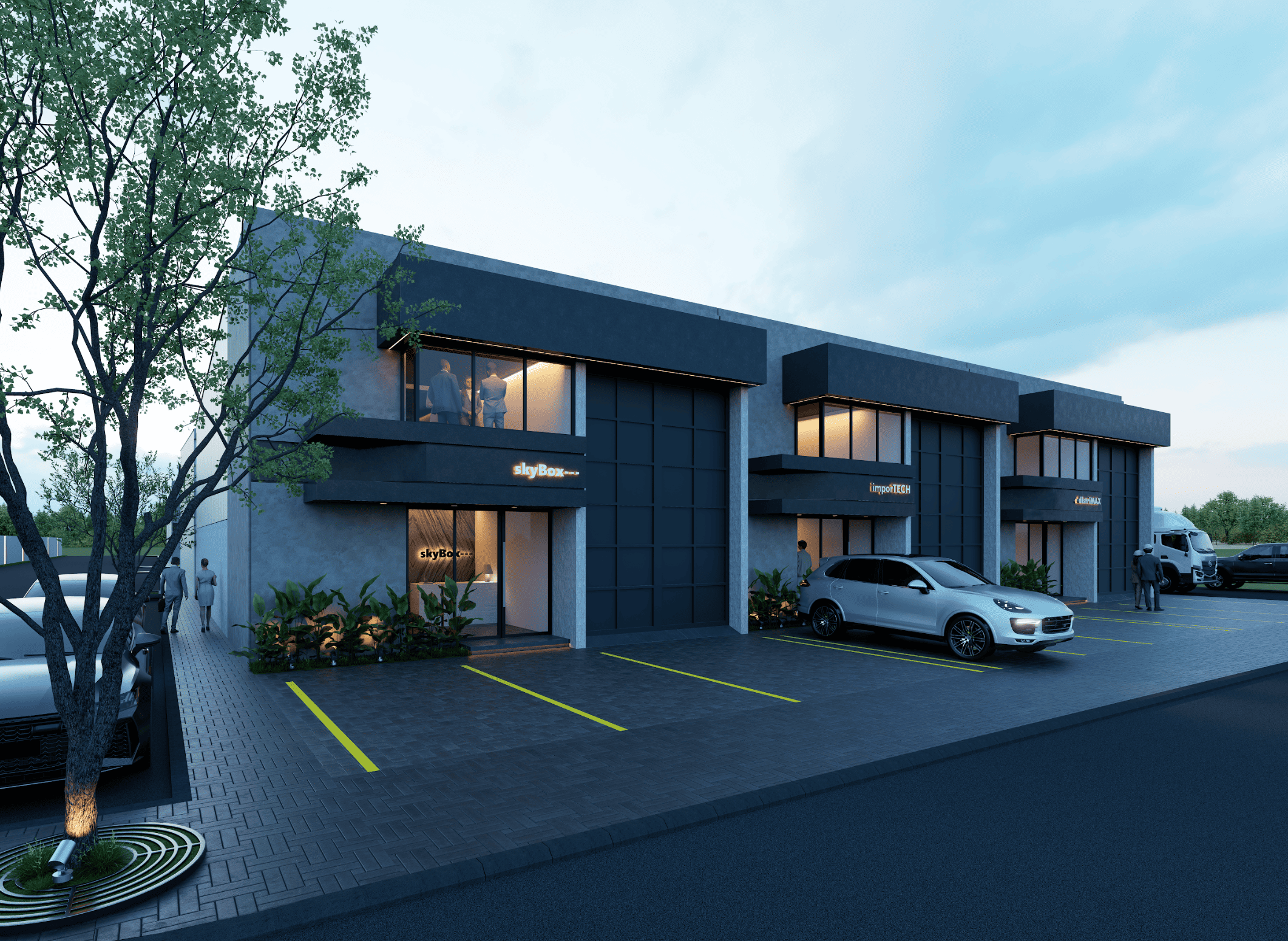 Fachada frontal modelo FLEX — bloque A completo