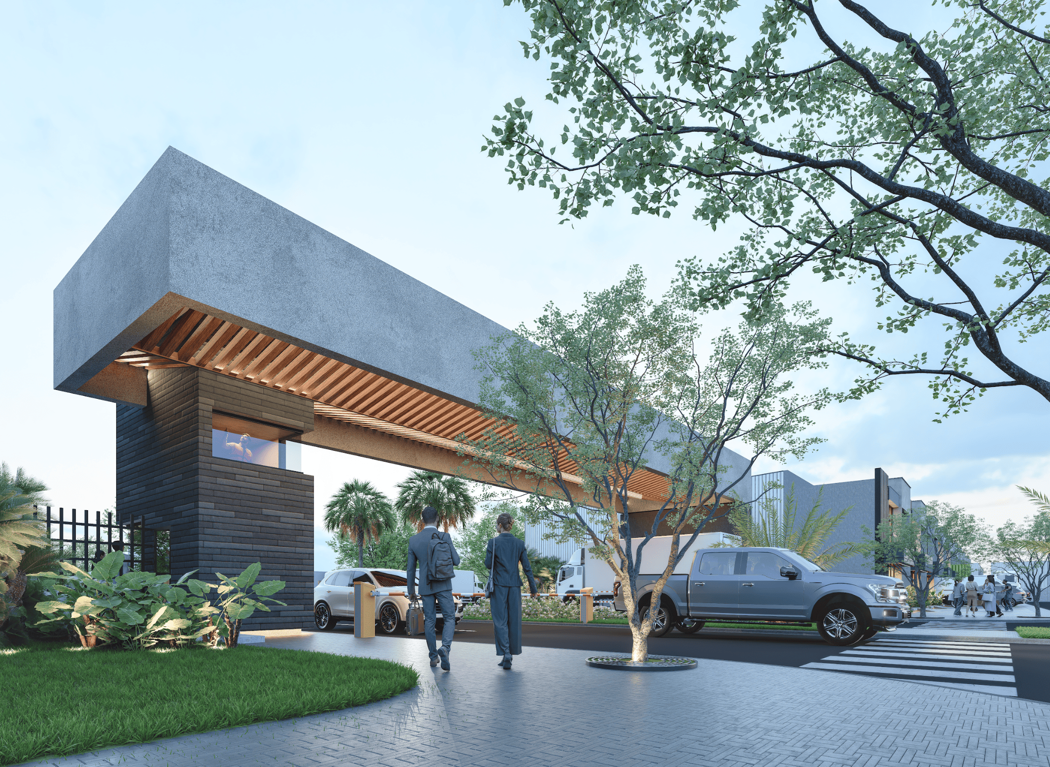 Master plan ELITTE Centro Empresarial — garita y acceso al parque